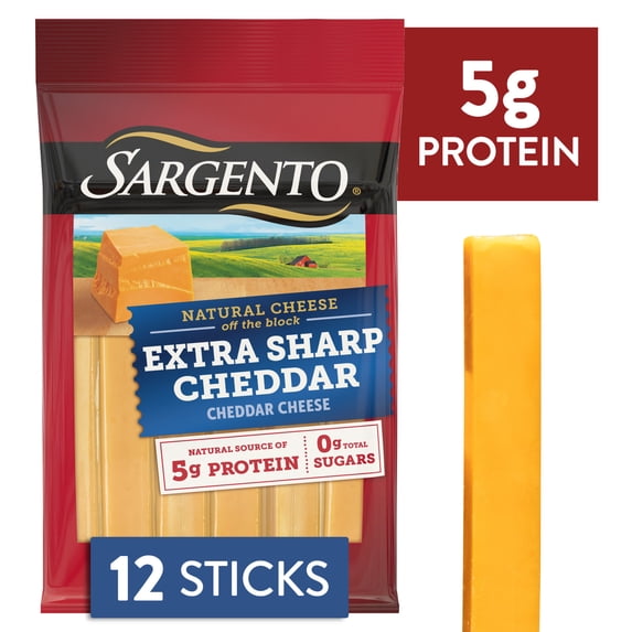 Sargento® Extra Sharp Natural Cheddar Cheese Snack Sticks, 12-Count