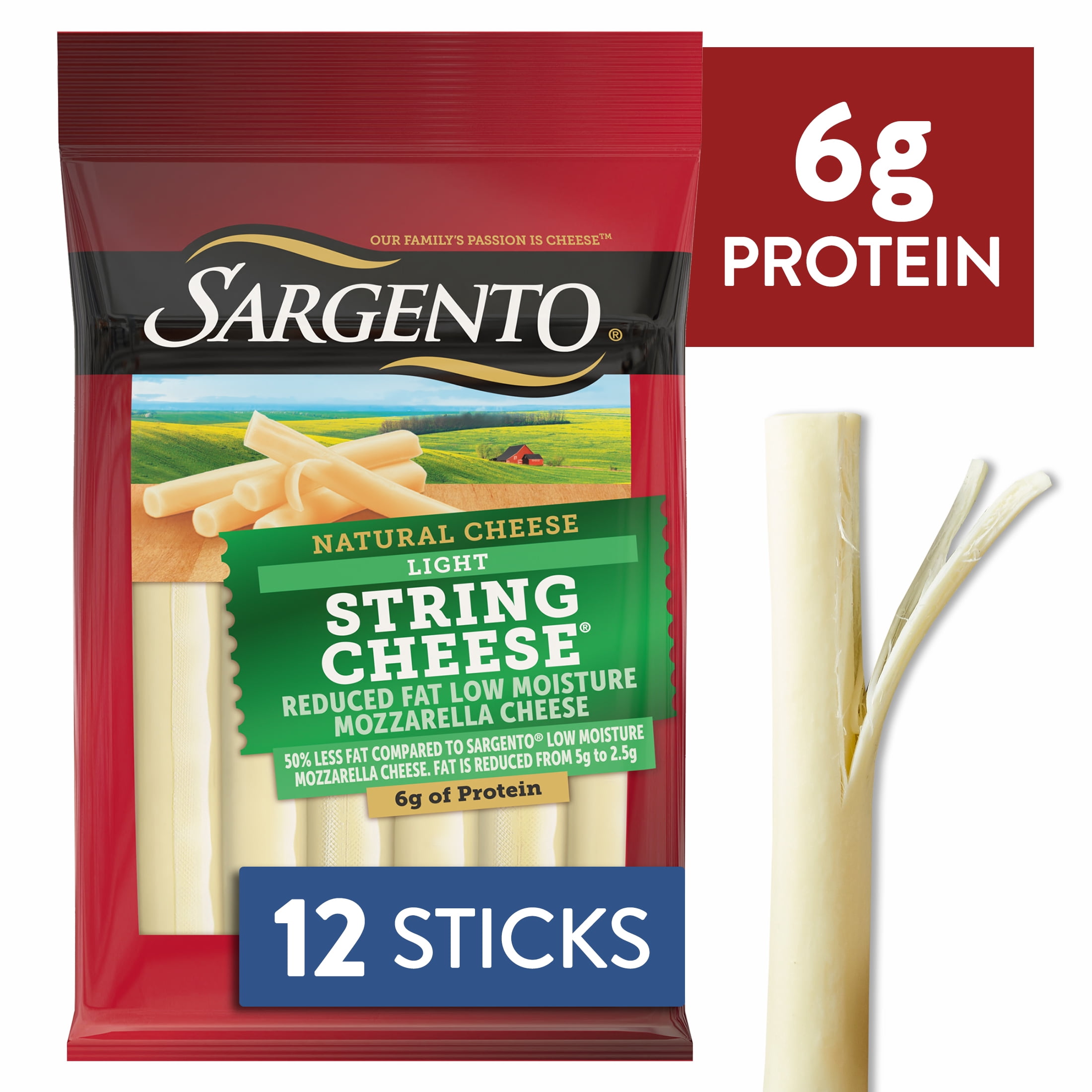 Sargento Light String Cheese Reduced Fat Low Moisture Part-Skim Mozzarella Cheese Snacks