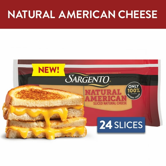 Sargento 100% Sliced Natural Cheese, 16oz, 24 Count, Refrigerated, Plastic Packet
