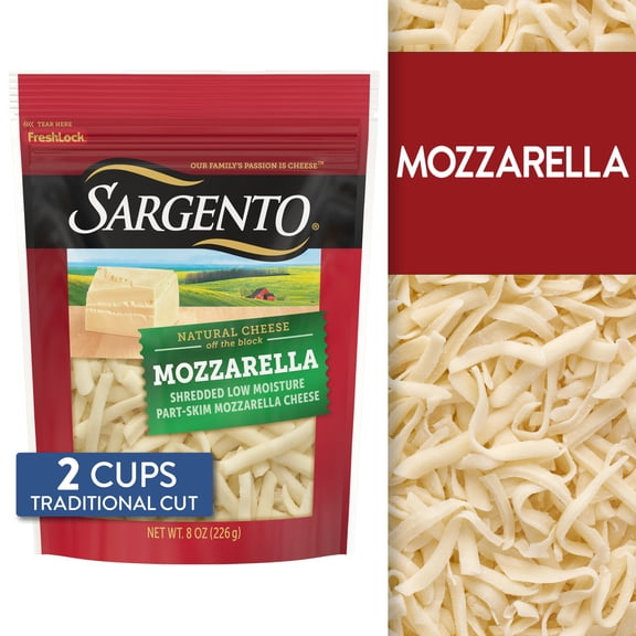 Sargento Shredded Mozzarella Natural Cheese, Traditional Cut, 8 oz.