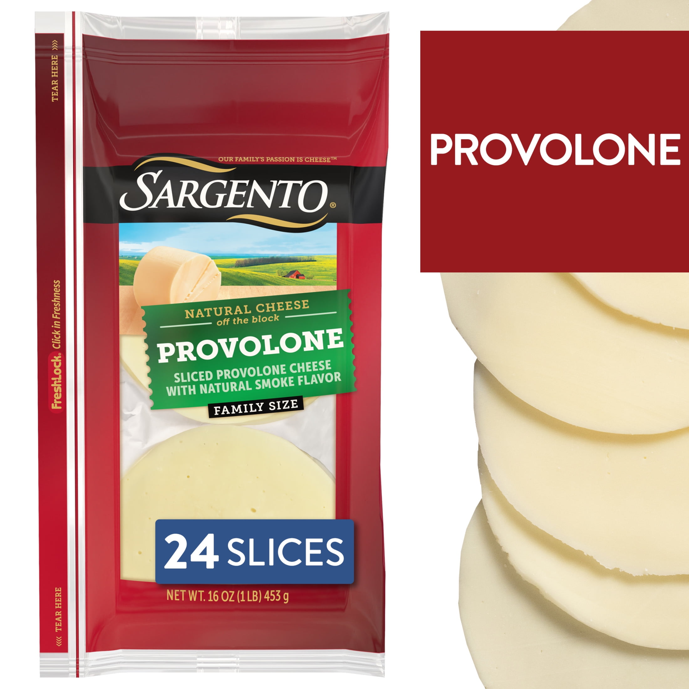 Sargento Sliced Provolone Natural Cheese with Natural Smoke Flavor, 24 slices