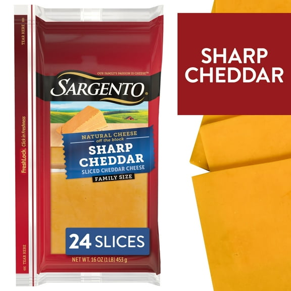 Sargento Sliced Sharp Natural Cheddar Cheese, 24 slices