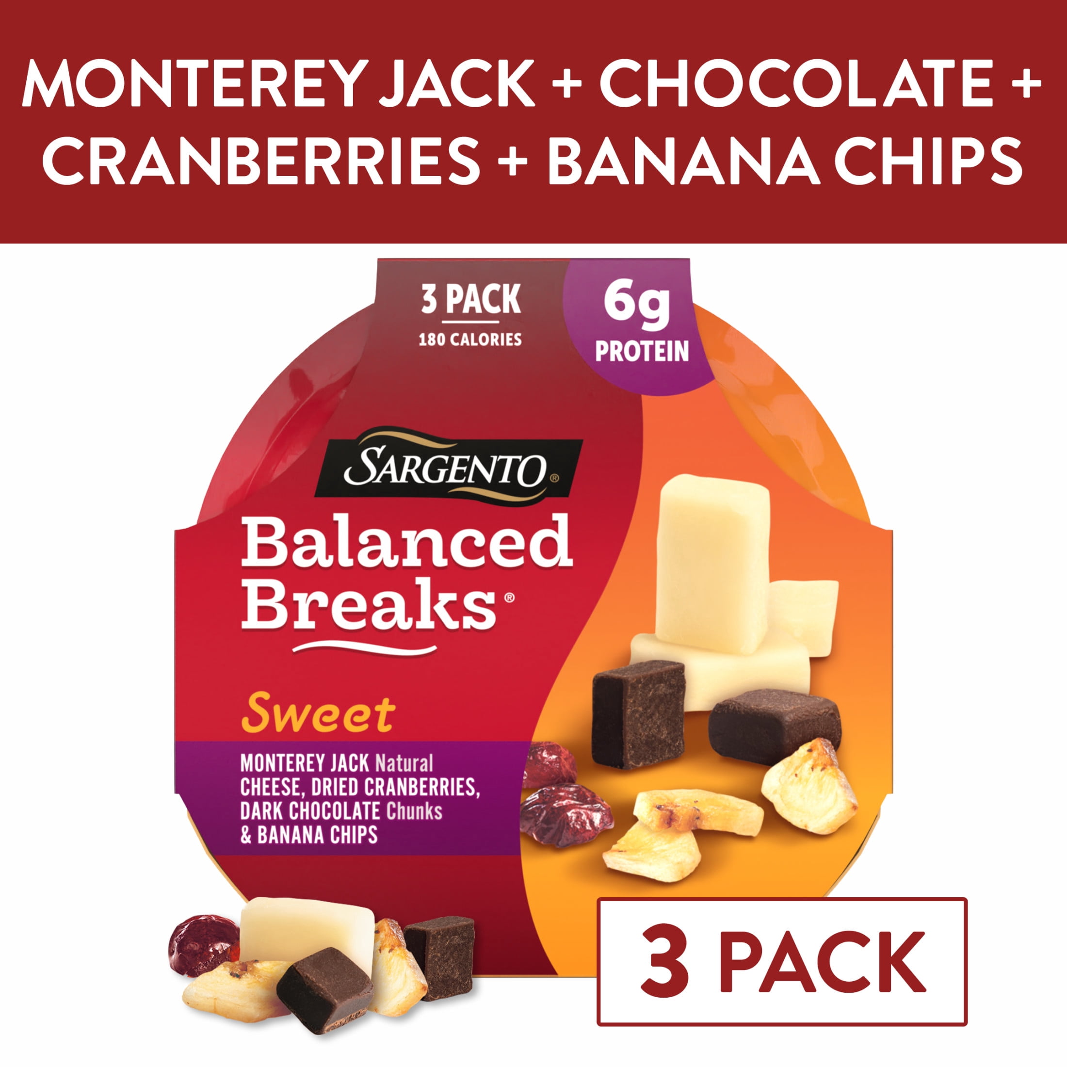 Sargento® Sweet Balanced Breaks® Monterey Jack Cheese, Dried Fruit, and Chocolate Chunks