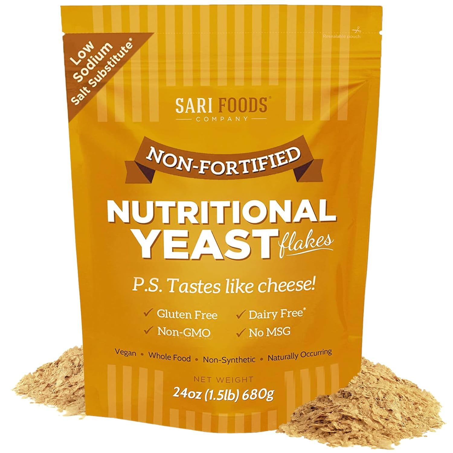 Sari Foods Non Fortified Nutritional Yeast Flakes 24oz Or 8oz Sari Foods Non Fortified Nutritional Yeast Flakes 24oz Or 8oz
