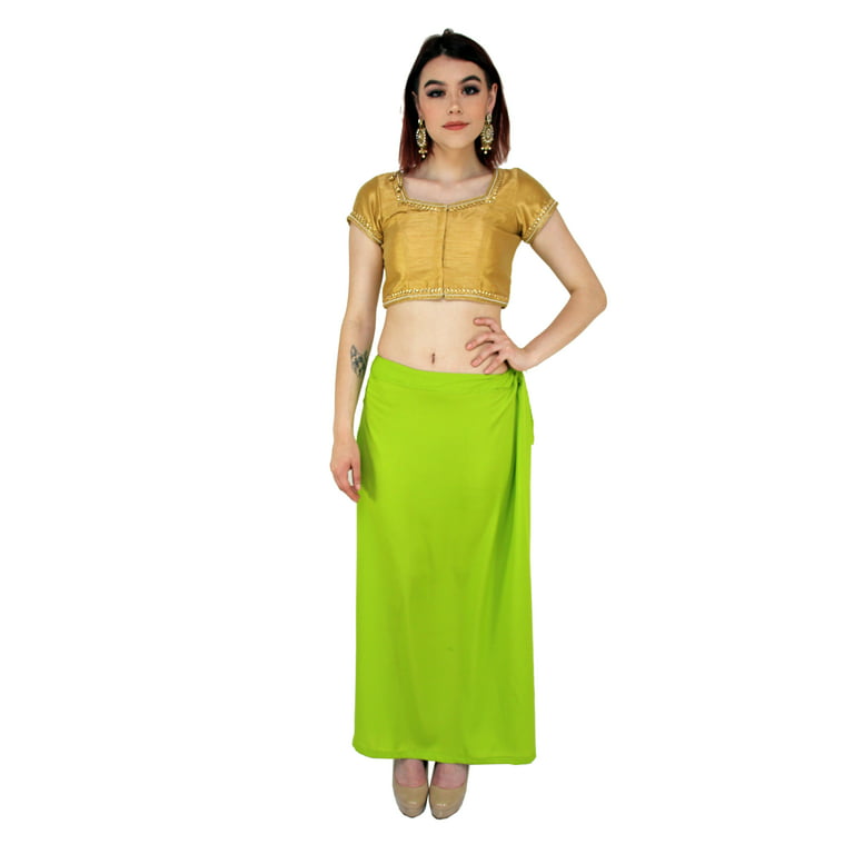 Sari Petticoat Stitched Indian Saree Petticoat Adjustable Waist Sari Skirt  (Apple Green)