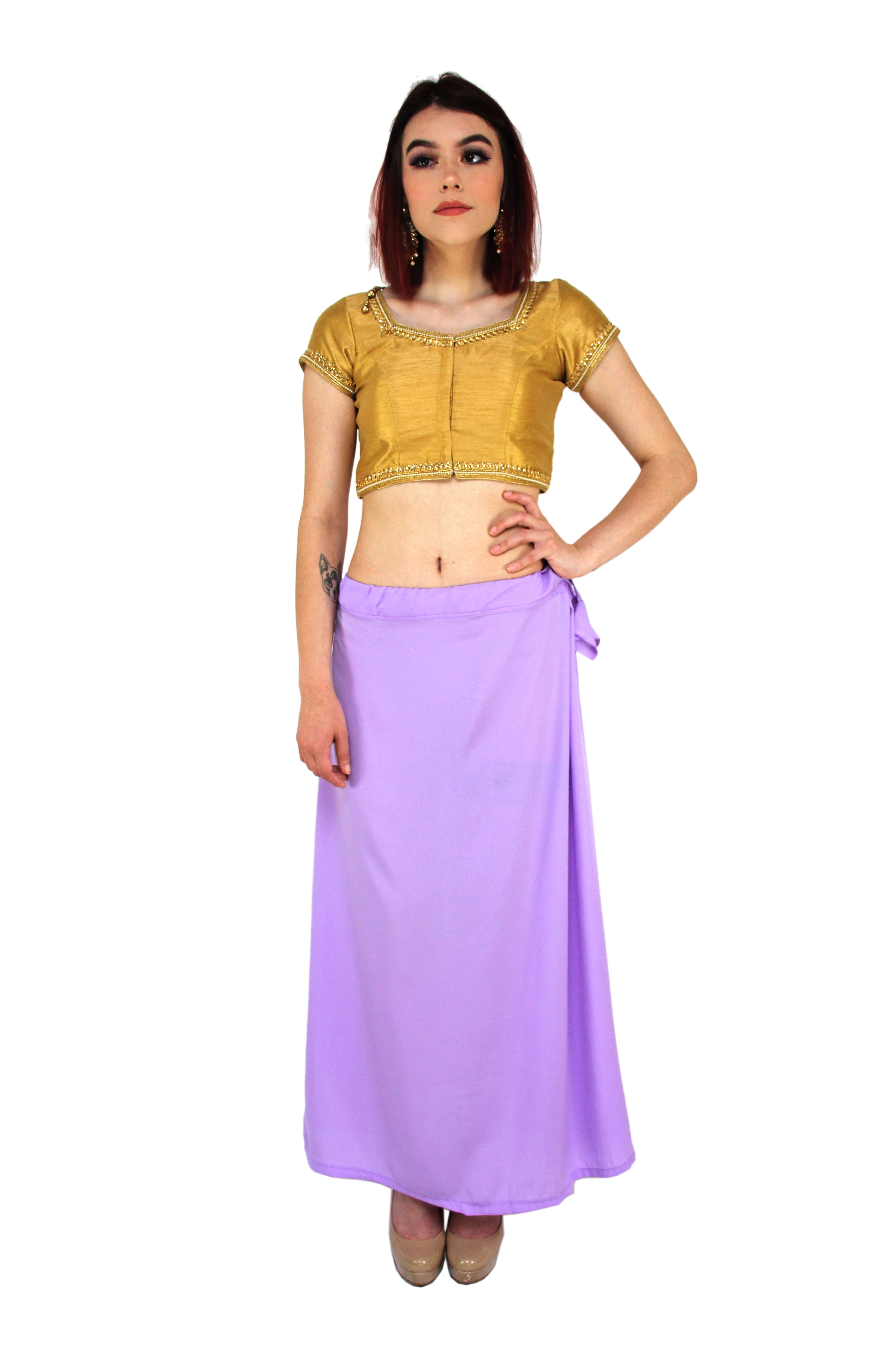 Sari Petticoat Stitched Indian Saree Petticoat Adjustable Waist Sari Skirt  (Navy)