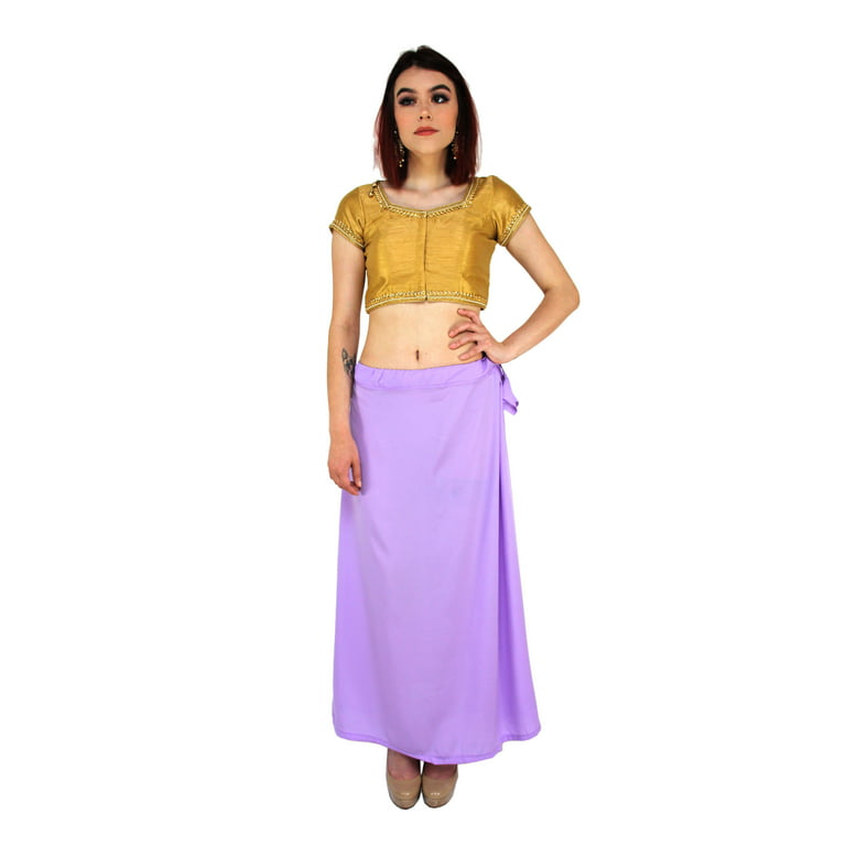 Sari Petticoat Stitched Indian Saree Petticoat Adjustable Waist Sari Skirt  (Lavendar)