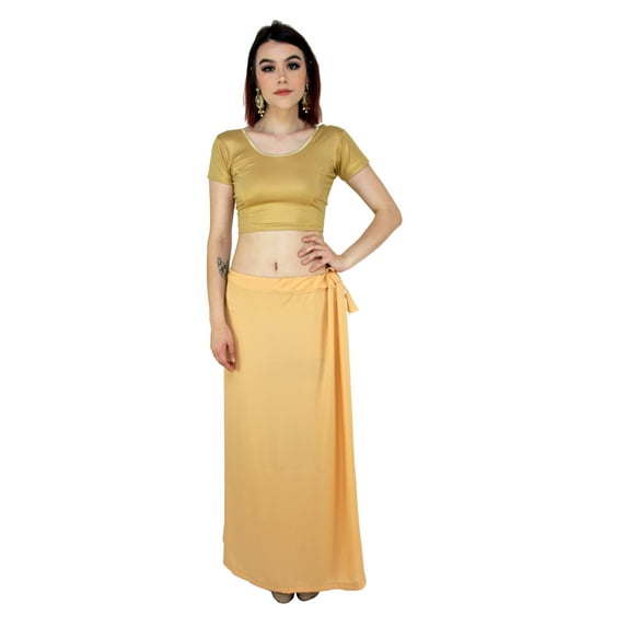 Sari Petticoat Stitched Indian Saree Petticoat Adjustable Waist Sari Skirt (Peach)