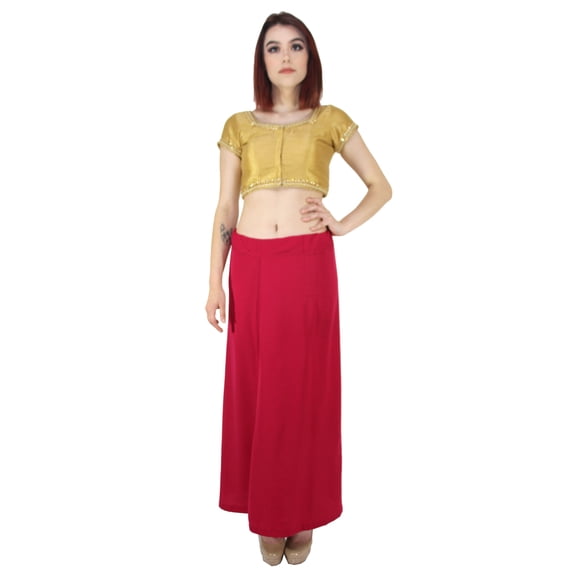 Sari Petticoat Stitched Indian Saree Petticoat Adjustable Waist Sari Skirt (Raspberry)
