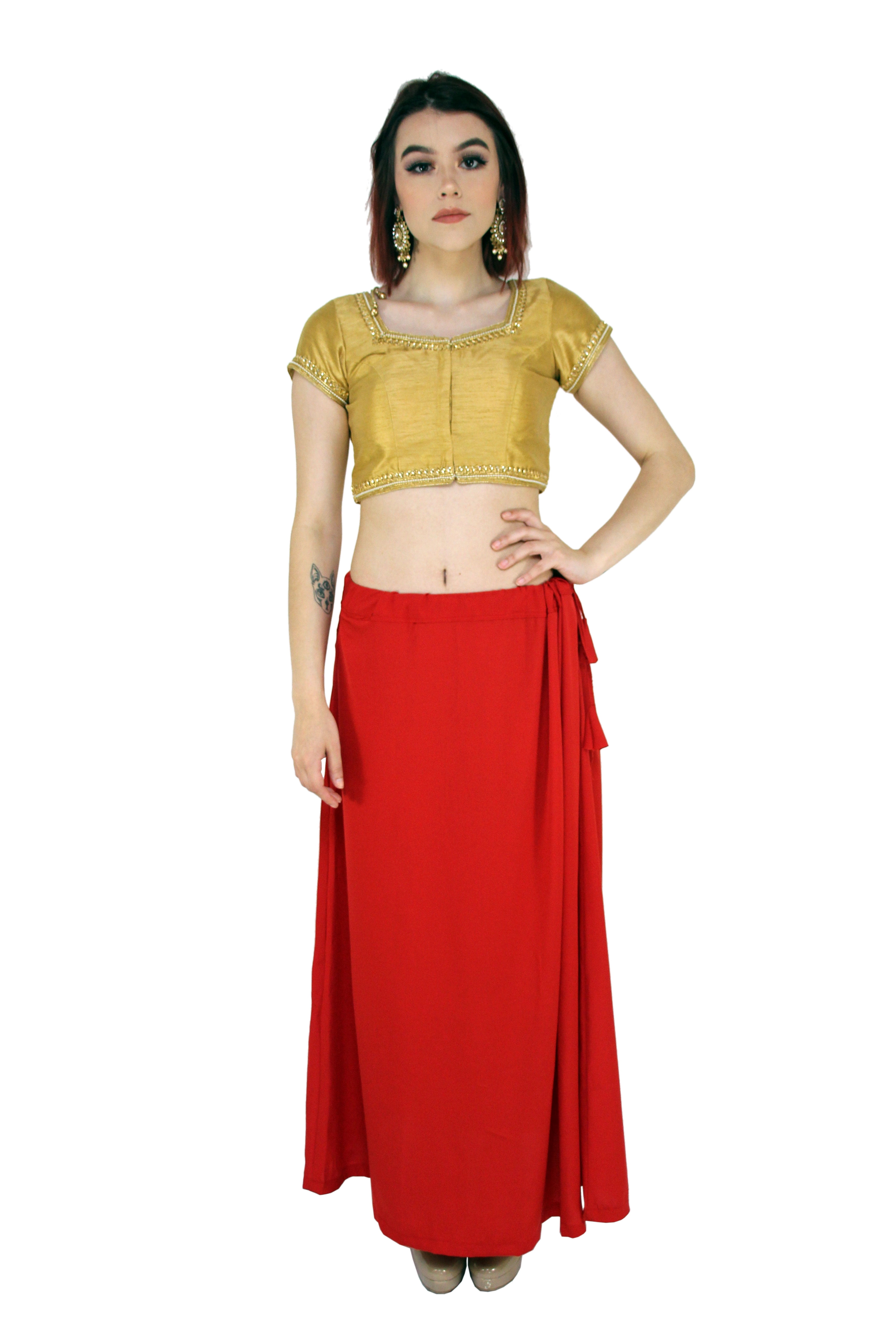 Sari Petticoat Stitched Indian Saree Petticoat Adjustable Waist Sari Skirt  (Navy) 