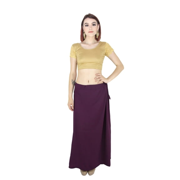 Sari Petticoat Stitched Indian Saree Petticoat Adjustable Waist Sari Skirt (Wine)