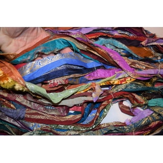 100g Recycled Sari Silk Ribbon Yarn, Jewelry Making Trim