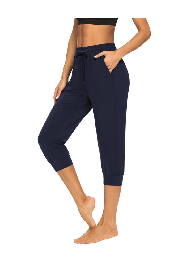 Women's Capri Yoga Pants Drawstring Joggers Pants with Pockets Plus Size