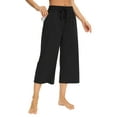 thumbnail image 1 of Sarin Mathews Womens Capri Pants Comfy Wide Leg Drawstring Sweatpants Lounge Pajama Capris Summer Pants with Pockets, 1 of 5