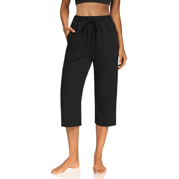 Sarin Mathews Womens Sports Leggings-capris Drawstring Lounge Pajamas Sweatpants with Pockets Plus Size