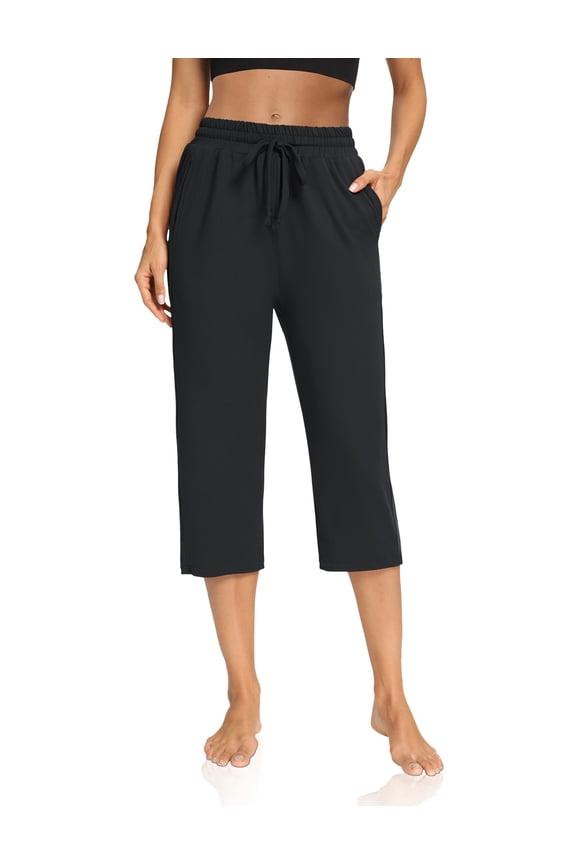 Womens Sports Leggings-capris Drawstring Lounge Pajamas Sweatpants with Pockets Plus Size