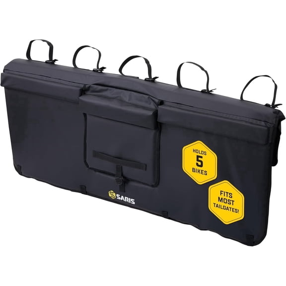 Saris Tailgate Pad, 5-Bike, Water-Resistant Tailgate Pad for Trucks, Quick-Attach Hooks, Cam Access