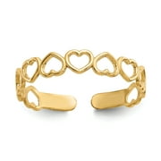 Saris and Things 10K Yellow Gold Open Hearts Toe Ring