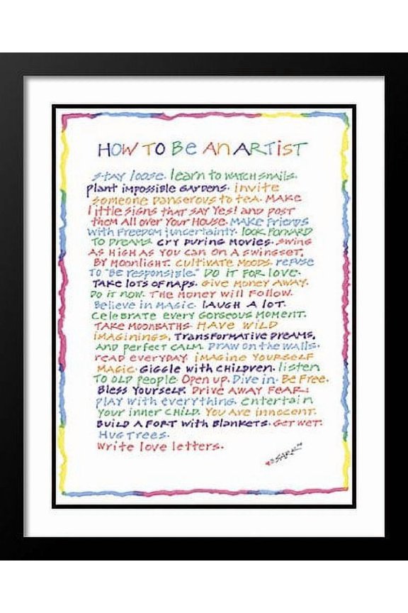 Sark Framed and Double Matted Art Print 24x32 "How to Be an Artist"