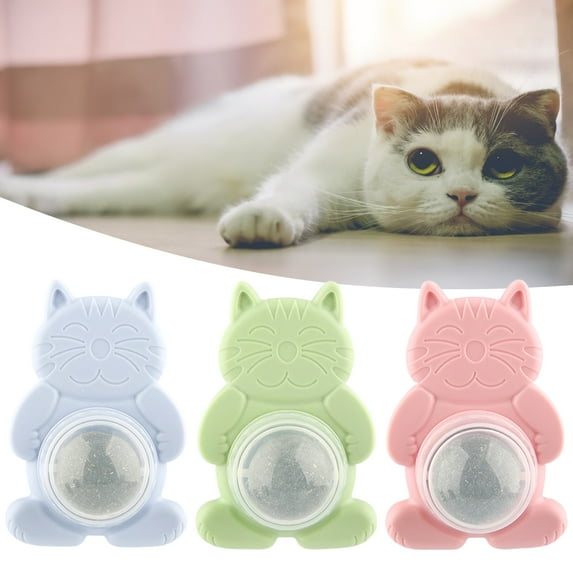Sarkoyar Catnip Ball Edible Teeth Cleaning 360 Degree Rotation Catnip Ball Snack Cat Wall Treats Kitten Playing Toy for Indoor