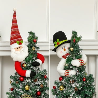Sarkoyar Christmas Tree Topper Cartoon Long Arm Santa Claus Snowman Reusable Holiday Decoration Xmas Tree Decoration Party Supplies