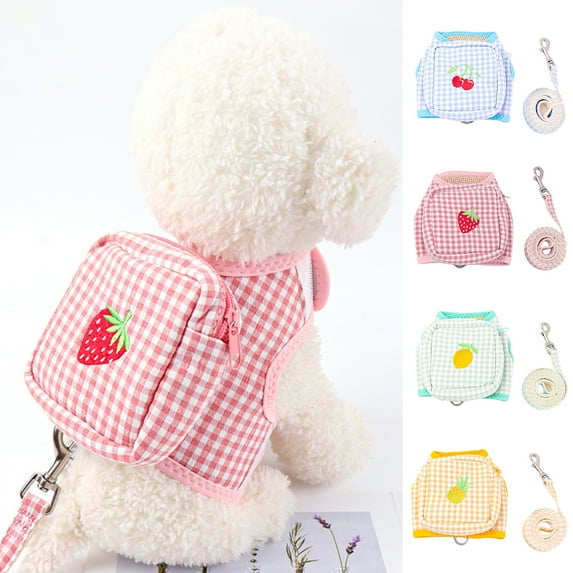 Sarkoyar Dog Leash Lattice Pattern Detachable Vest Style Wear Resistant Pet Backpack Harness Puppy Supplies