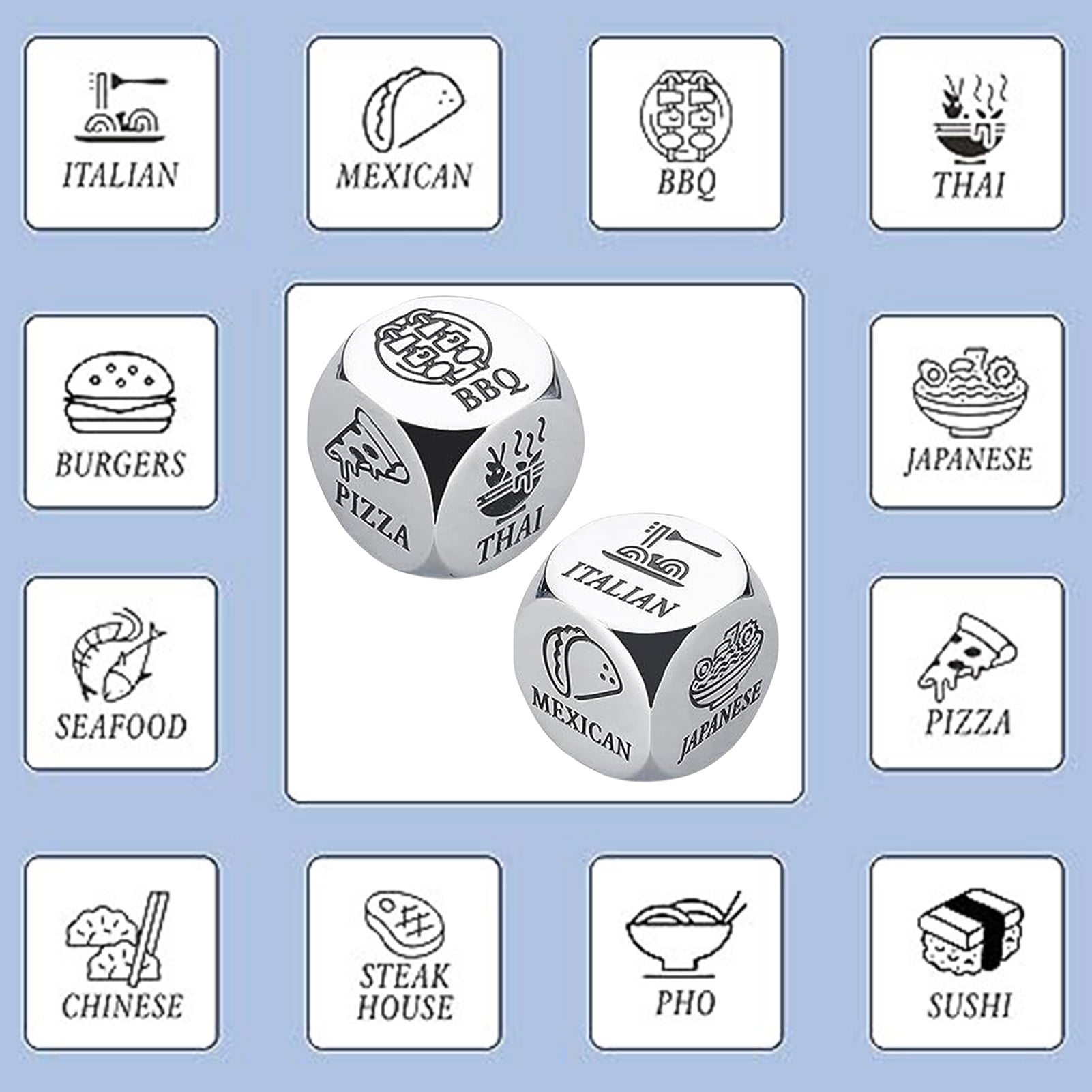 Sarkoyar Food Decision Dice Stainless Steel Durable Unique Design with