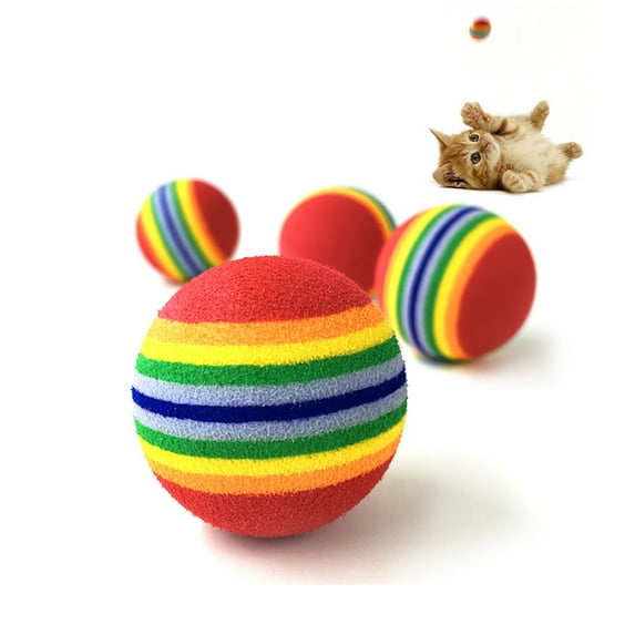 Sarkoyar Funny Pet Dog Puppy Cat Rainbow Striped Chewing Interactive Ball Teething Toy