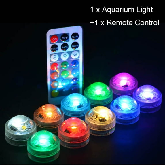 Sarkoyar Remote Control Color Change Round Aquarium LED Light Submersible Fish Tank Lamp