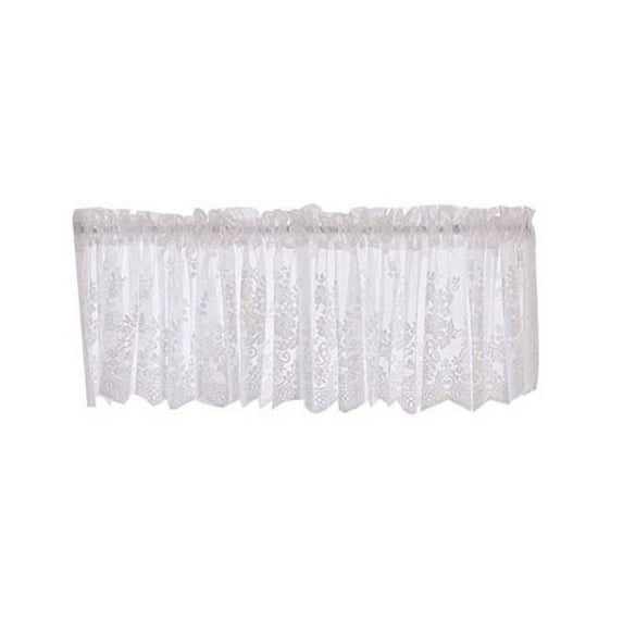 Sarkoyar Window Curtain Short Kitchen Valance Drape Polyester Lace Flower Pattern Balcony Curtain for Home
