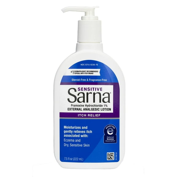 Sarna Sensitive Anti-Itch Lotion 1% Hydrocortisone, Fragrance-Free, 7.5 fl oz (Pack of 2)  Soothing Relief for Dry, Itchy, Sensitive Skin