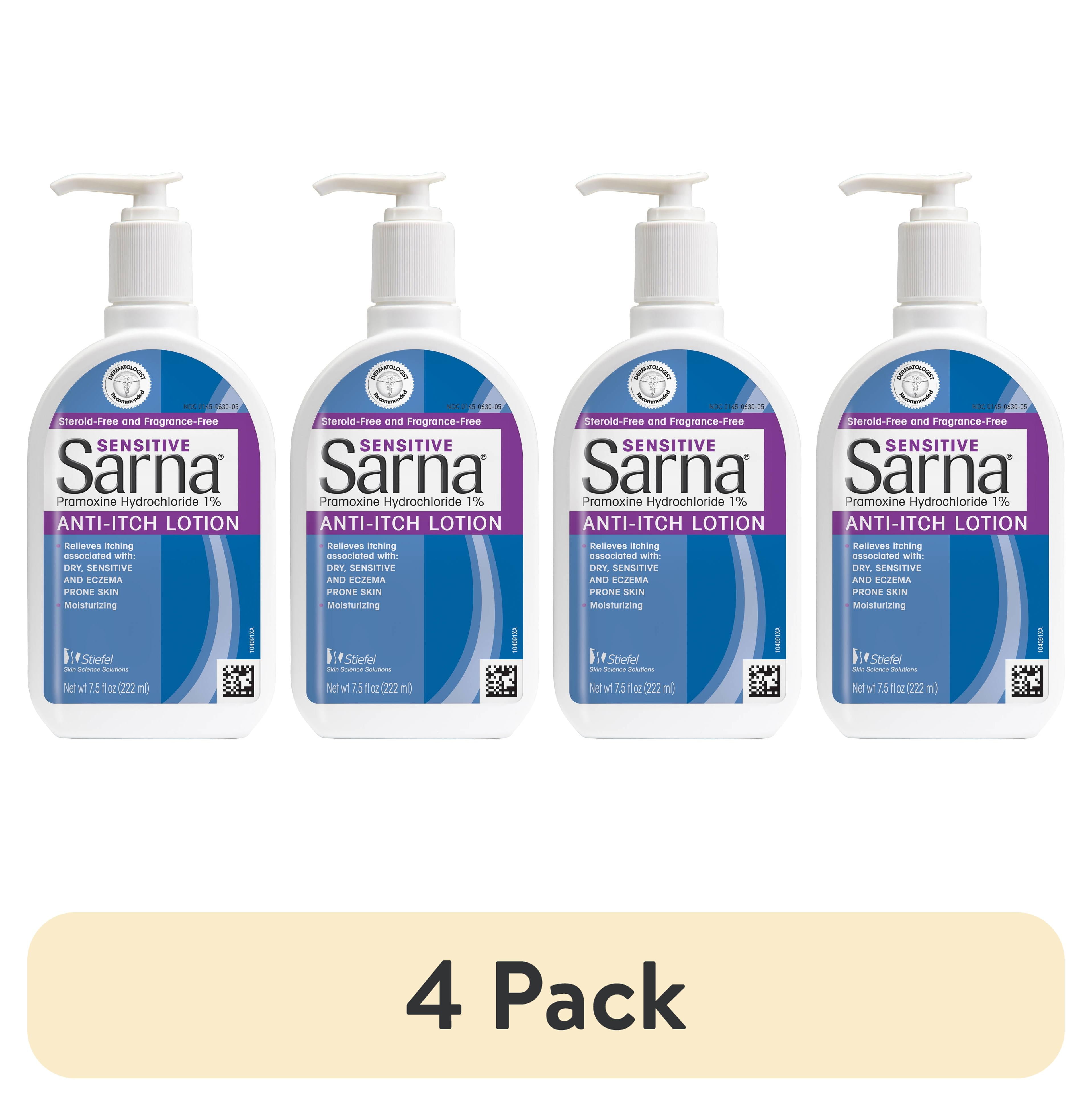 (4 pack) Sarna Sensitive Anti-Itch Lotion, Steroid-Free, 7.5 fl oz