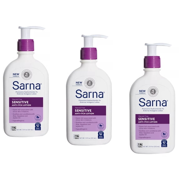 3 Pack - Sarna Sensitive Anti-Itch Lotion, 7.5-Ounce (222 mL) Each