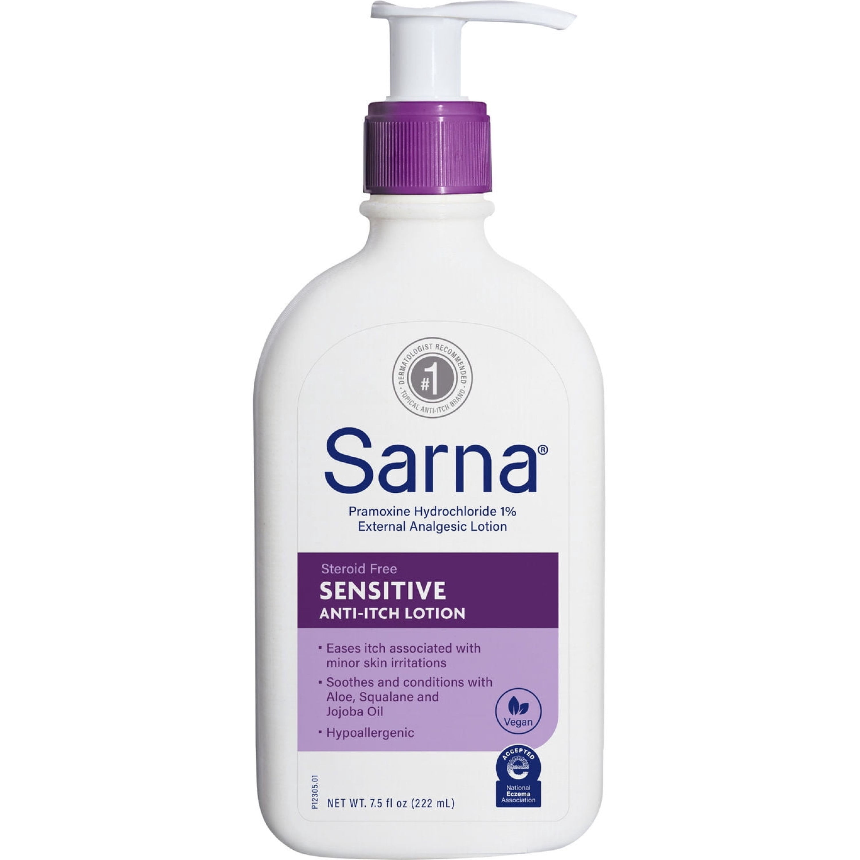 Sarna Sensitive Steroid-Free Anti-Itch Lotion for Dry Irritated Skin, Fragrance Free - 7.5 Fl Oz