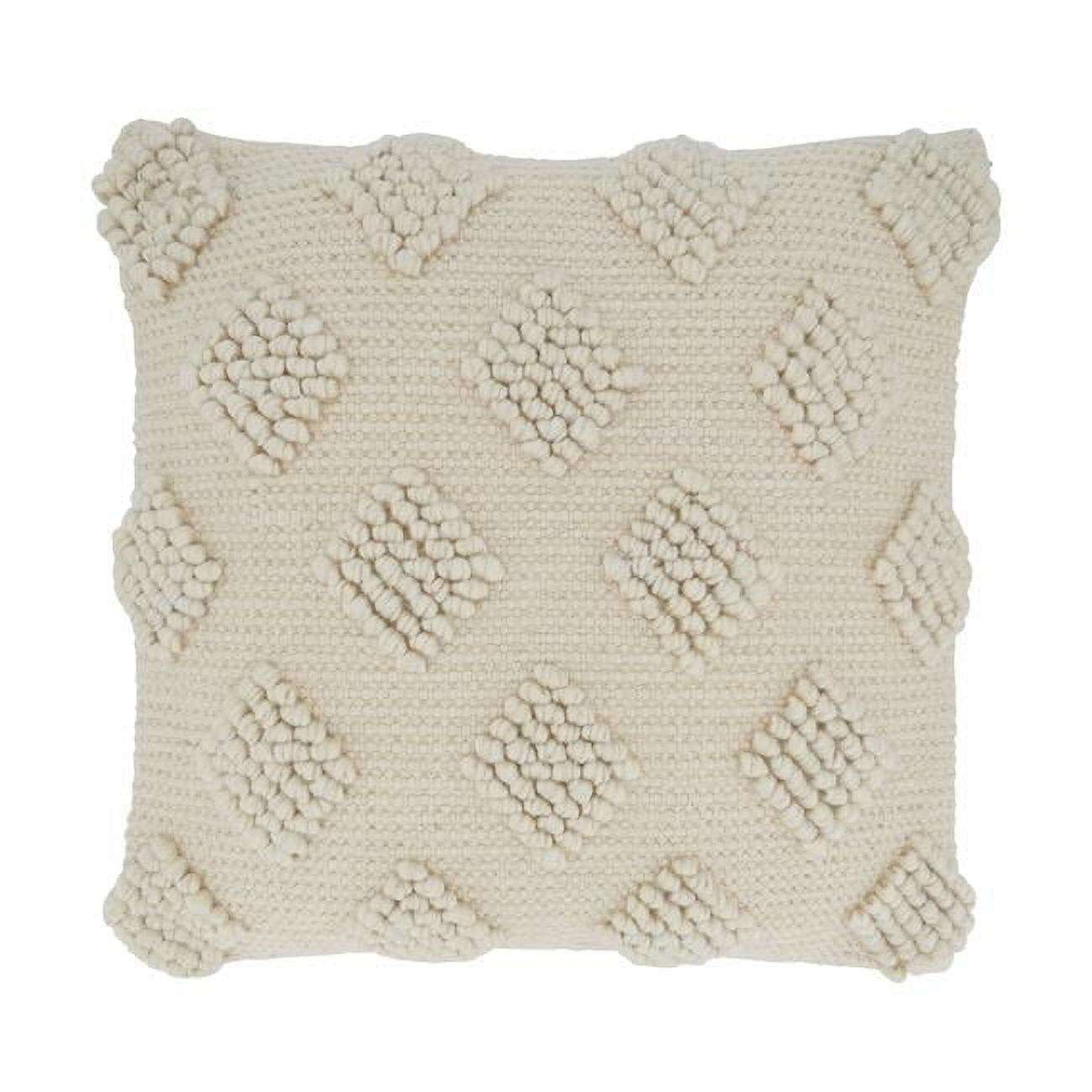 Ivory Diamond Design Cotton-Polyester Euro Throw Pillow Cover
