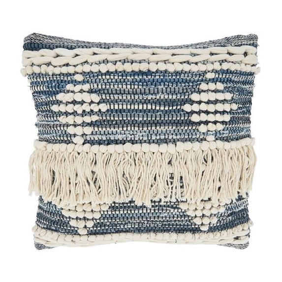 Saro 1757.BL18SC 18 in. Chindi Fringe Square Throw Pillow Cover, Black