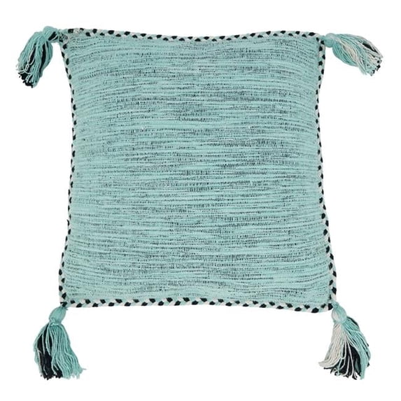 Saro 2032.MN18SP 18 in. Braided Border Tassel Square Throw Pillow with Poly Filling