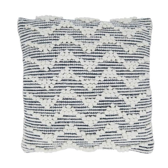 Saro 5097.BL18SP 18 in. Chevron Textured Square Throw Pillow with Poly Filling, Black