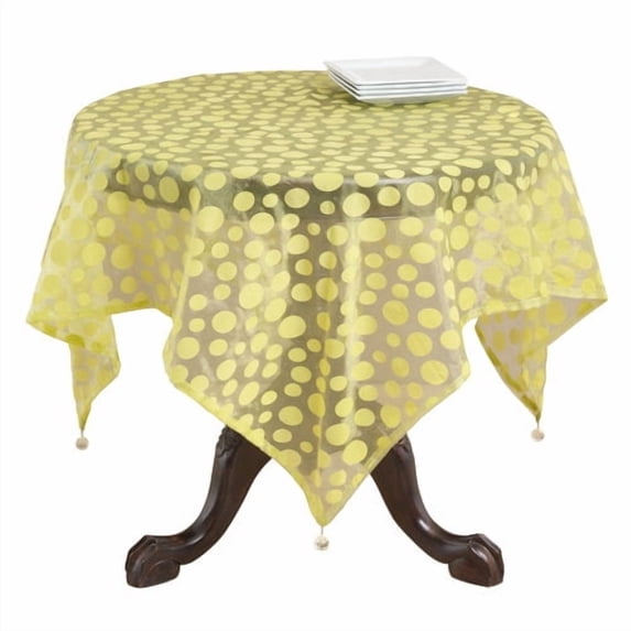saro flocked dot organza table topper