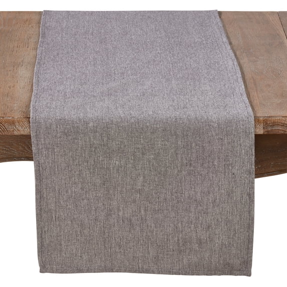 Saro Lifestyle 100% Cotton Solid Grey Table Runner