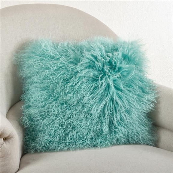 Saro Lifestyle 100% Wool Mongolian Lamb Fur Poly Filled Throw Pillow