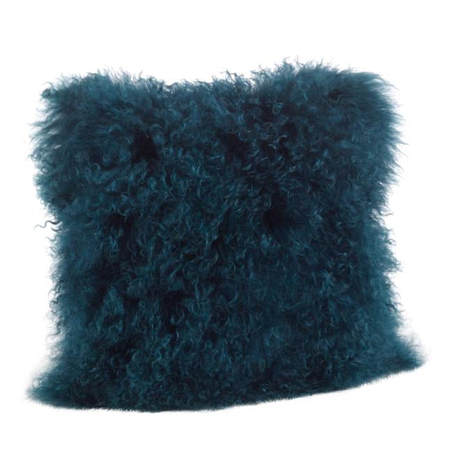 Saro Lifestyle 100% Wool Mongolian Lamb Fur Throw Pillow with Poly Filling, 20", Rose - 1