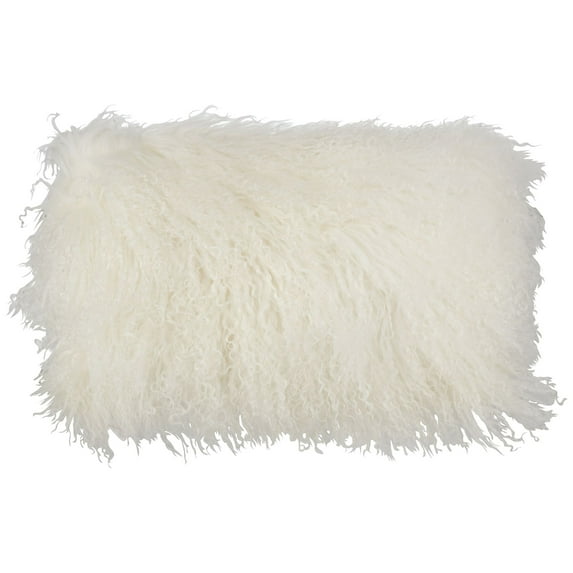 Saro Lifestyle 100% Wool Mongolian Lamb Fur Poly Filled Throw Pillow