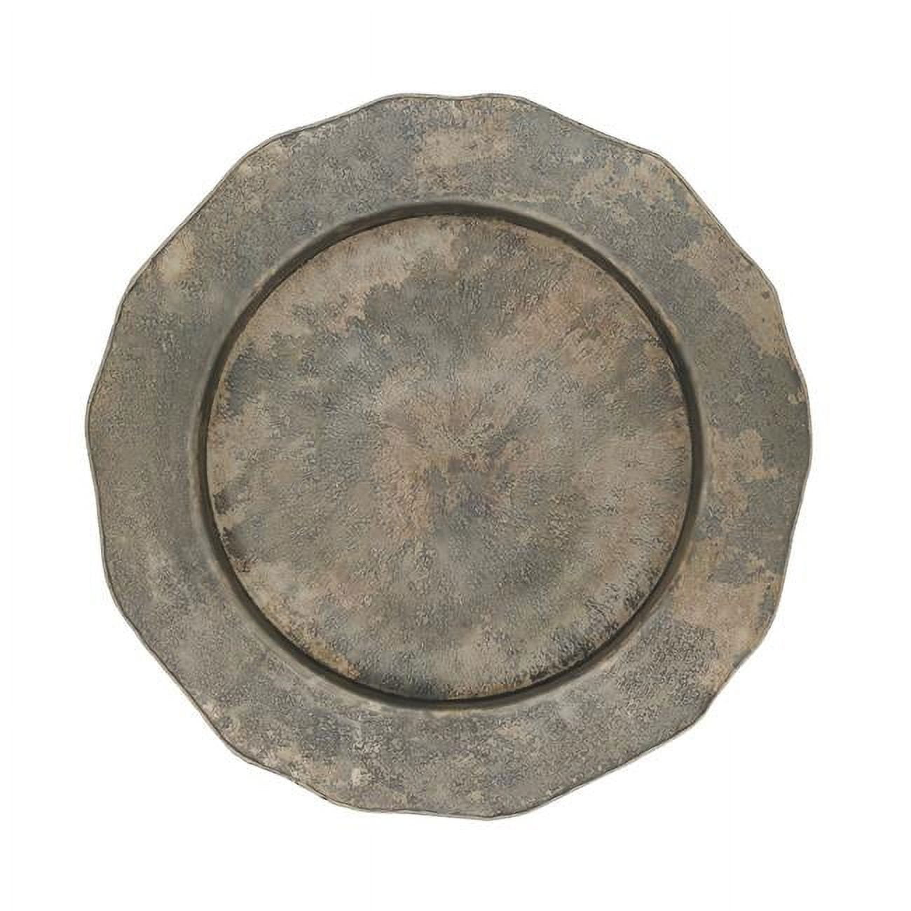 Elegant Silver Hammered Metal Scallop Edge Charger Plates, Set of 4