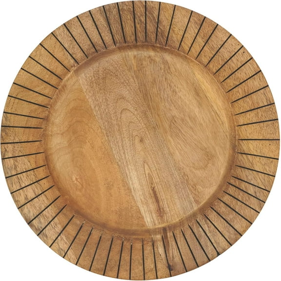 Textured Slit Edges Wooden Charger Plate (Set of 4)