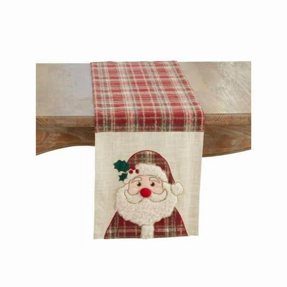 Saro Lifestyle 3244.M1372B 13 x 72 in. Plaid Santa Table Runner, Multi Color