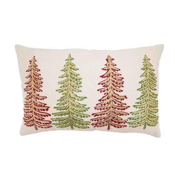 Saro Lifestyle 14 x 22 in. Christmas Trees Down Filled Oblong Throw Pillow, Natural
