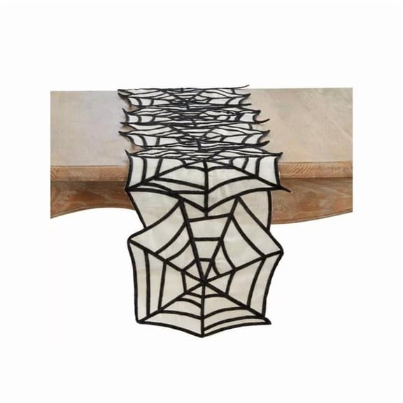 Saro Lifestyle 204.BK1472B 14 x 72 in. Spider Web Net Table Runner, Black