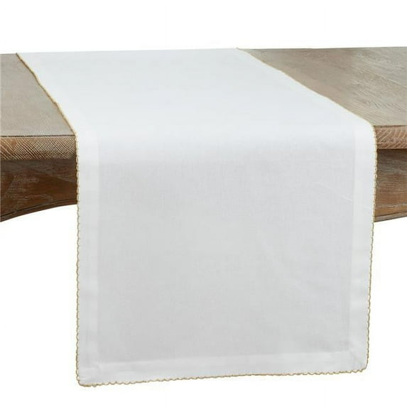 Saro Lifestyle 1442.GL1672B 16 x 72 in. Whip Stitched Oblong Table Runner, Gold