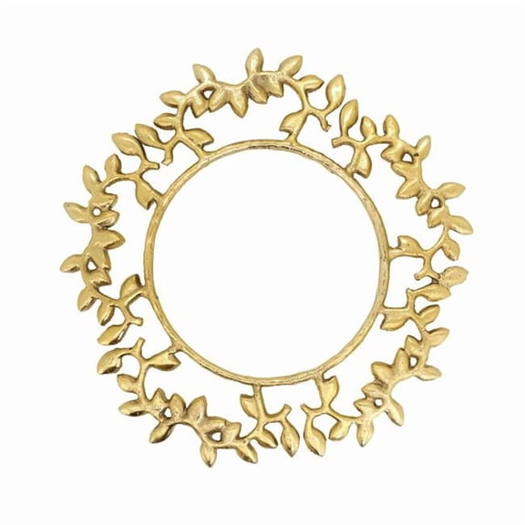 Saro Lifestyle CH935.GL15R 15 in. Round Leaf Border Charger, Gold - Set of 4